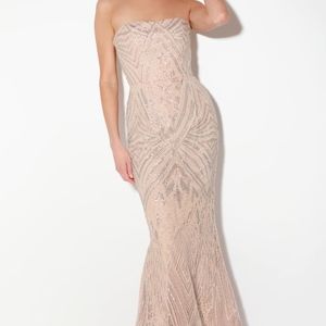 BLUSH PINK SEQUIN STRAPLESS MERMAID DRESS